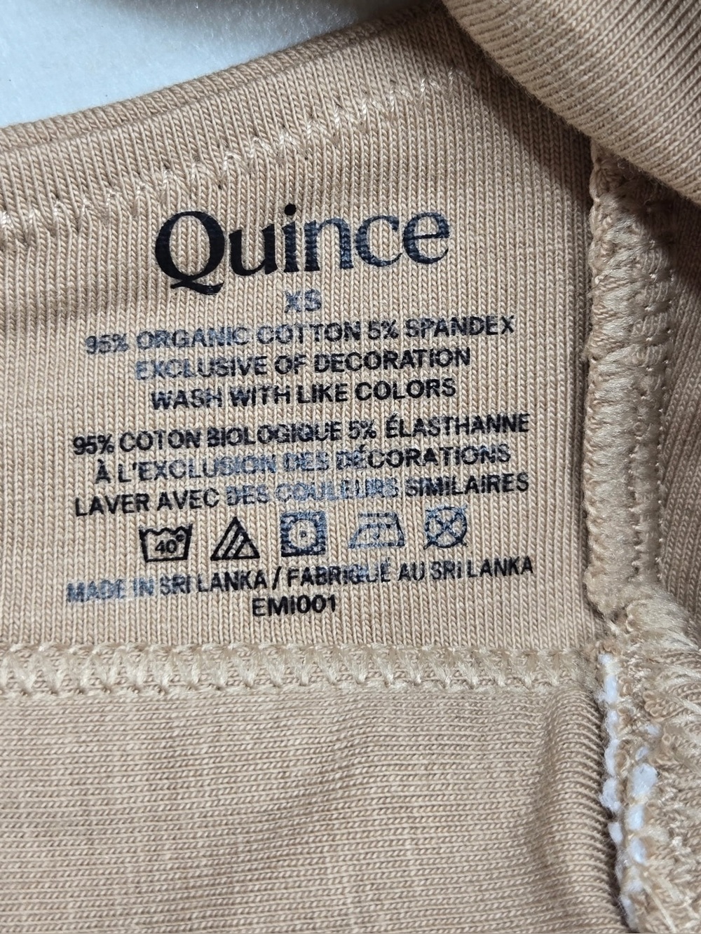 QUINCE 2 Pack Organic Cotton Scoop Bralettes XS Sand 0395 - Picture 8 of 10